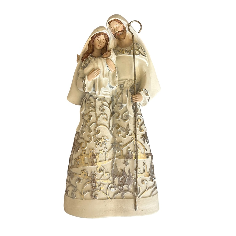 Roman Inc Holy Family Nativity Figurine 132245 Cream Gold Christmas Decor‎ 9.5in